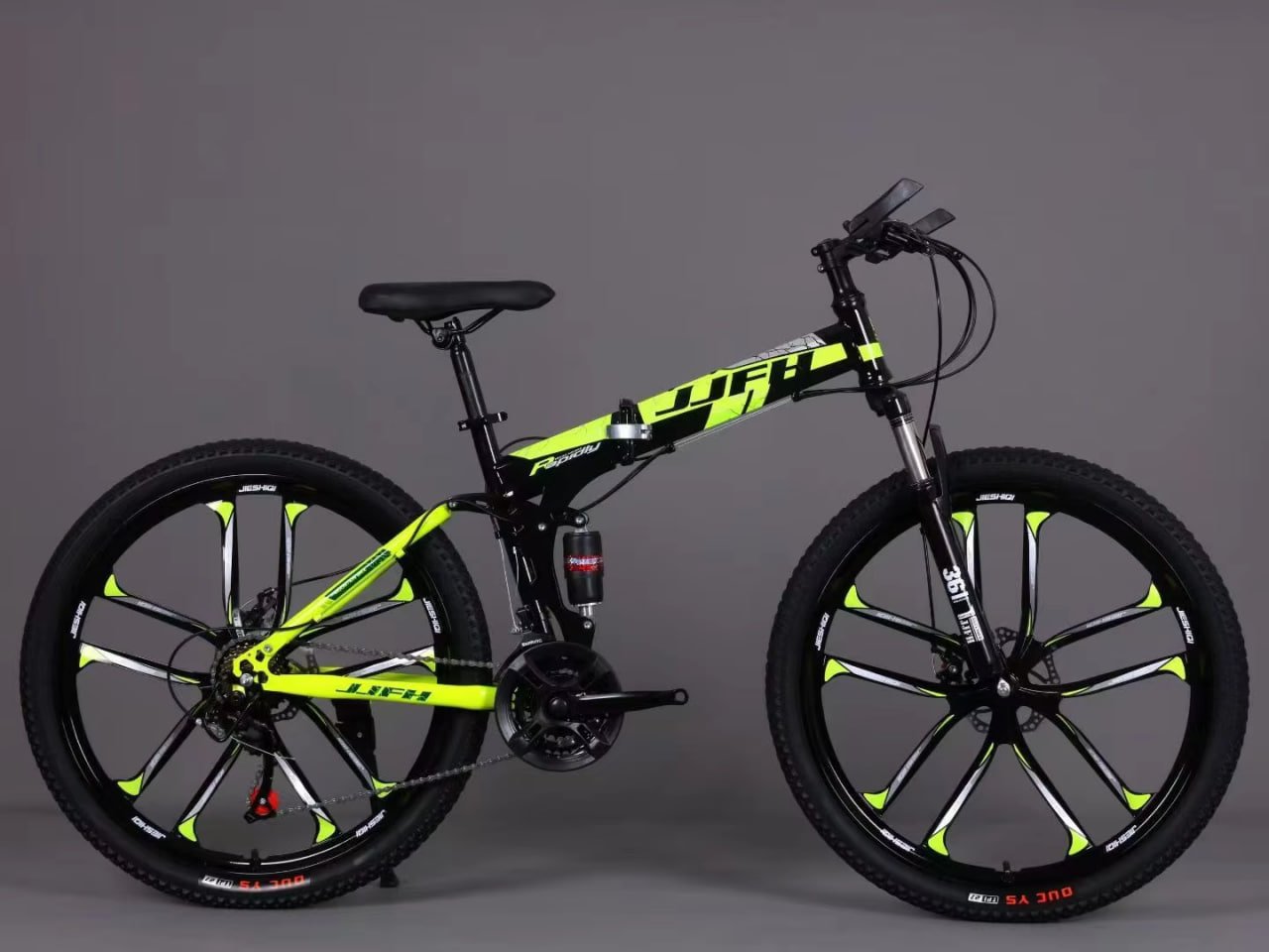 Unisex Mountain Bike Easy to Fold 21 Speed Spring Fork Dual Disc Brakes for Commuting & Off-Road Racing